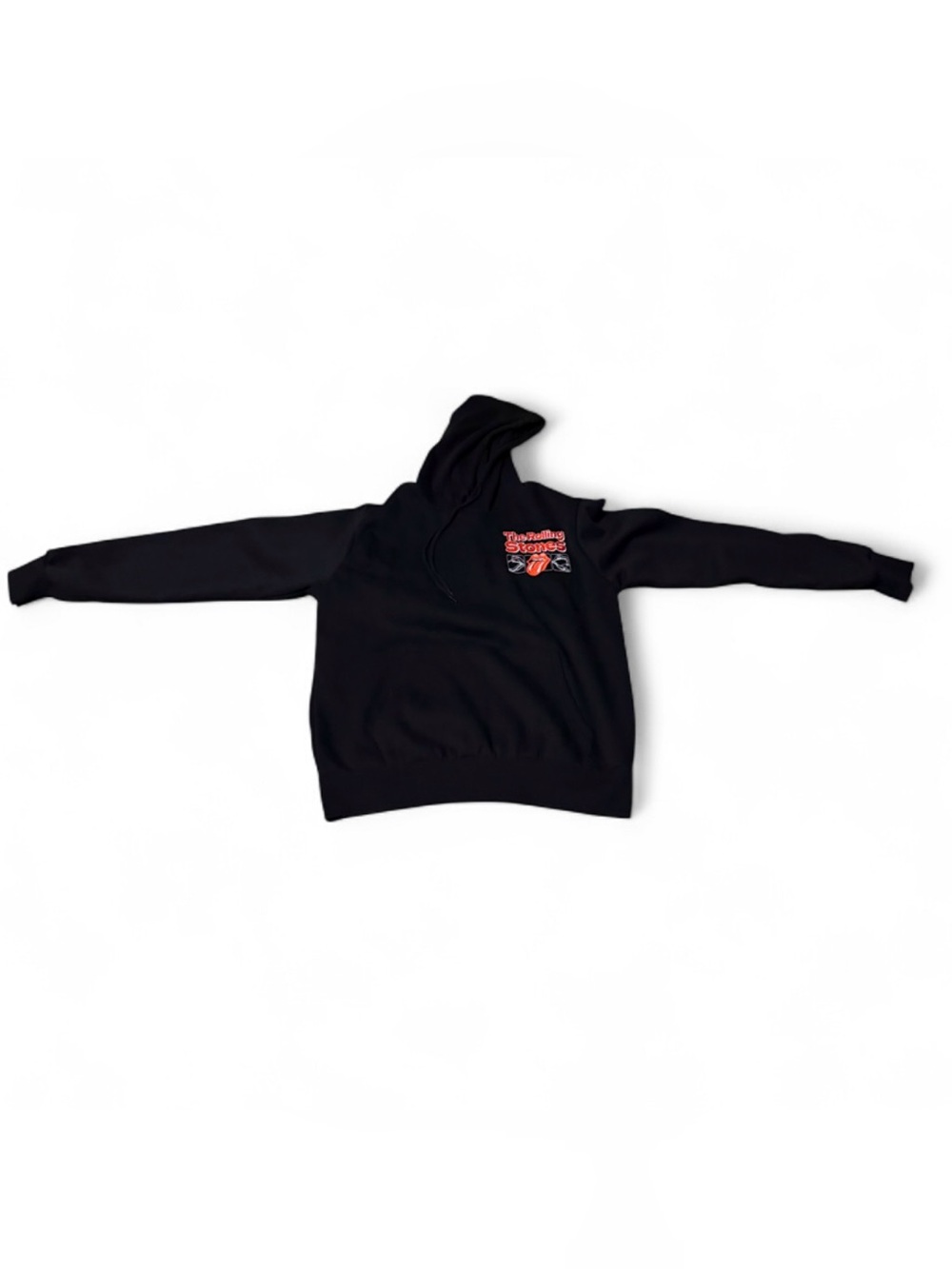 the Rolling Stones Black Crewneck Hoodie with Red Logo